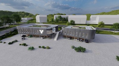Blick auf die geplante Bankfiliale - ringsherum sollen mehr als 200 Parkplätze entstehen.