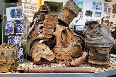 Der BMW-Motor einer Focke-Wulf 190A, die während der Luftschlacht abgeschossen wurde.