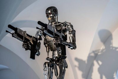 Eine Nachbildung der Filmfigur "Terminator" steht in einer Ausstellung auf der Festung Königstein. In der Geschichte um den Killer-Roboter hat sich eine Künstliche Intelligenz namens Skynet gegen ihre menschlichen Schöpfer gewandt und setzt alles daran, die Menschheit auszulöschen. Alles Fiktion, aber ... 