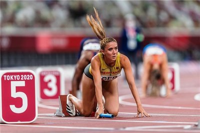 Die Chemnitzerin Rebekka Haase im Startblock. 