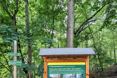 Hinweisschild zum Waldgebiet "Der Boden" in Auerswalde.