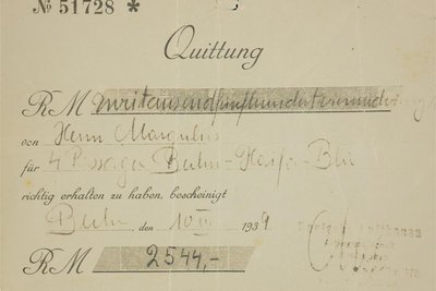 Eine Quittung der Lufthansa für die von Shlomo Margulies gekauften Flugtickets.