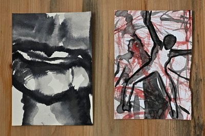 In vielen Tuschezeichnungen und Aquarellen hat Katrin Richter weibliche Befindlichkeiten festgehalten.