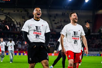 Möchten auch nach dem Endspiel wieder jubeln: Noah Atubolu (l) und Lucas Höler (r). (Archivbild)