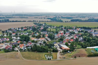 Blick auf den Crimmitschauer Ortsteil Mannichswalde nahe der Grenze zu Thüringen.