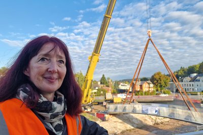 Ines Pötschke hat die Brücke konstruiert. Zum zweiten Mal wirkt die Konstrukteurin in Rodewisch. Die Projektierung für die Parkbrücke stammt auch von ihr.