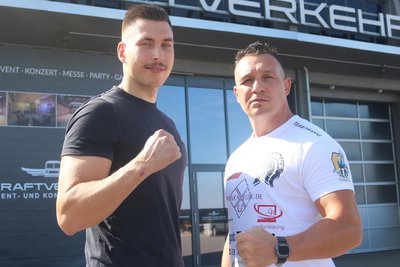 Tom Dzemski (links) und Nick Hannig steigen am 2. November im Kraftverkehr Chemnitz in den Boxring.