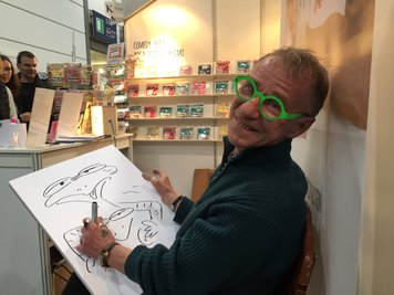 Cartoonist Rainer Bach auf der Leipziger Buchmesse 2016.