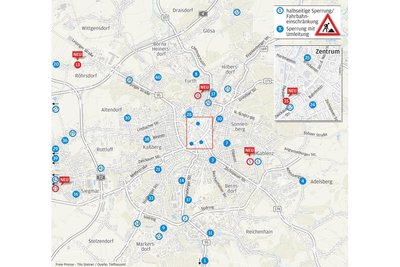 Fünf neue Baustellen gibt es in der ersten vollen Maiwoche in Chemnitz.