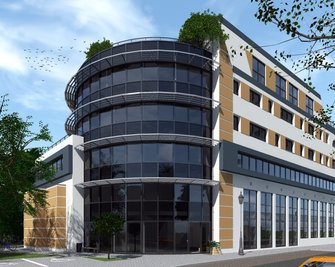 Futuristisch mutet die Glasfassade mit Holztragkonstruktion des von der Chemnitzer Poliklinik an der Neundorfer Straße geplanten neuen Gesundheitszentrums an.