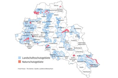 Etwa ein Drittel der Fläche in Mittelsachsen steht unter Naturschutz. Ein Landschaftsschutzgebiet besagt, dass der „Gesamtcharakter“ nicht verändert werden darf. Land- und Forstwirtschaft und Jagd bleiben möglich.