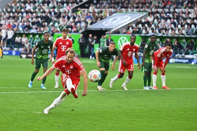 Der erste Elfmeter-Fehlschuss seiner Bundesliga-Karriere: Harry Kane im Spiel gegen den VfL Wolfsburg.
