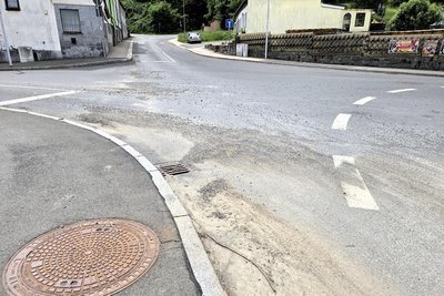 Die Kreuzung Lengenfelder/Lamziger/Netzschkauer Straße in Mylau.