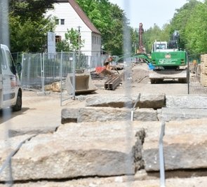 .Baustelle Regenrückhaltebecken an der Beethoven Straße in Freiberg. Foto: Eckardt Mildner