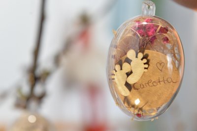 Für jedes Osterbaby hat das Kreiskrankenhaus Freiberg ein Osterei mit Namensdeko gesponsert. Im Bild: das Ei für Carlotta.
