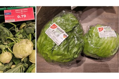 Enorme Größenunterschiede bei Kohlrabi und Eisbergsalat im Marktcheck. Der Preis pro Stück ist allerdings gleich.
