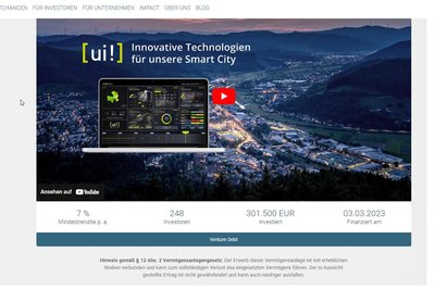 Bei der Crowdfunding-Plattform Seedmatch hat die Firma Urban Software Institute (USI) um Geld geworben, die auch in Chemnitz einen Standort hat.