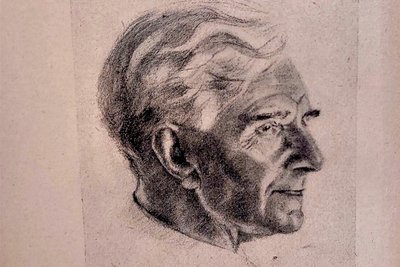 Der Schriftsteller Kurt Arnold Findeisen (1883-1963) als Rötelzeichnung von Ernst Hecker.