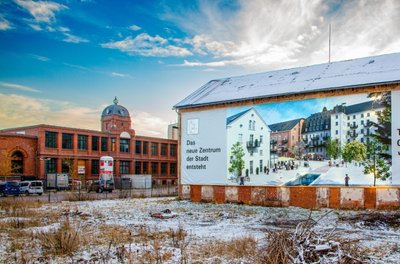 Hier soll der Marktplatz entstehen. Die Visualisierungen des Altbau-Investors Ticoncept am Oederaner Bau vermittelt eine Vorstellung. 