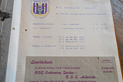 Frank Biel, heute Mitarbeiter im Fanprojekt Zwickau, hatte seine Aufzeichnungen der Europapokalpartie gegen Anderlecht mitgebracht.