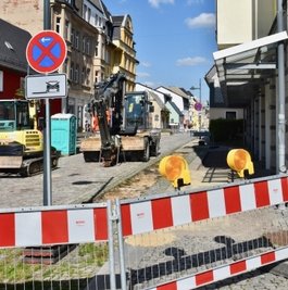 Bau auf der Helenenstraße in Limbach-Oberfrohna. 