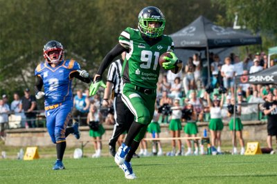 Wie MVP Tobias Melzer kam auch Wide Receiver Nick Richter (Nummer 91) auf drei Touchdowns.