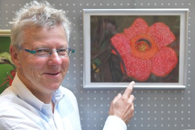 Ulf Gärtner aus Dresden hat in Malaysia eine Rafflesia gemalt. Sie ist mit einem Durchmesser von 1,20 Meter und einem Gewicht von zehn Kilogramm Durchmesser die größte Blütenpflanze der Erde. Sie blüht nur drei Tage lang und verschließt sich dann wieder.