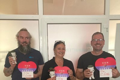 Der neue Vorstand der Partei Die Linke Aue-Schwarzenberg: (v. l.) Andreas Heilsberg, Andrea Schrutek und Michael Einsiedel, nicht im Bild Kevin Schönbach.