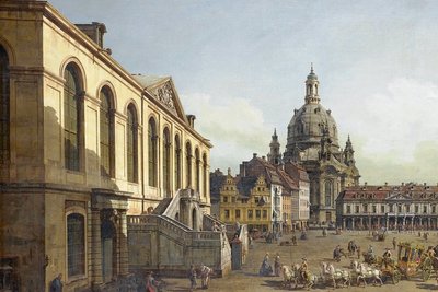 Eine Vedute - also eine naturgetreue Darstellung einer Stadt, eines Platzes oder einer Landschaft - von Bernardo Bellotto. Sie bildet den Neumarkt Dresdens ab und ist jetzt im Rahmen einer Ausstellung in der Landeshauptstadt zu sehen. 