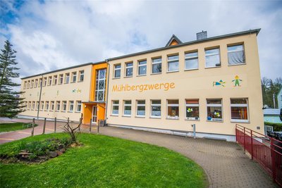 Das Orginal der Kita „Mühlbergzwerge“ in Burkhardtsdorf.