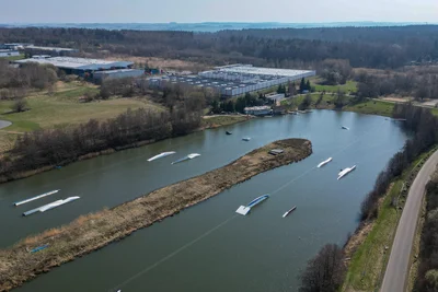 Der Pineapple-Wakepark von oben.