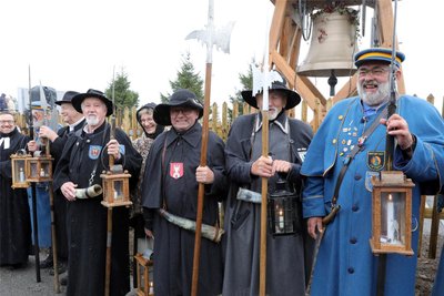 Zu den Gästen der Andacht auf dem Fichtelberg gehörten auch Nachtwächter und Türmer des Erzgebirges.
