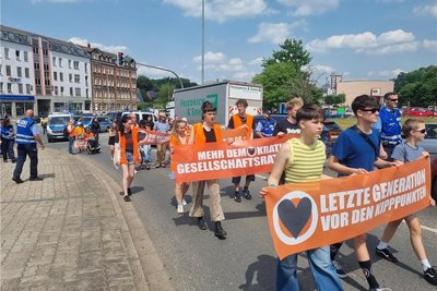 Erster Protestmarsch der Letzten Generation in Chemnitz.