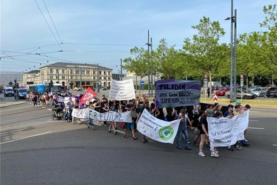 Knapp 100 Demonstranten folgten einem Aufruf von Fridays for Future durch die Innenstadt.