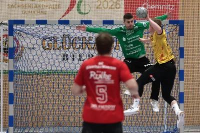 Torhüter Pascal-Maxim Naumann steht seit Sommer 2024 beim HC Glauchau/Meerane im Kasten.