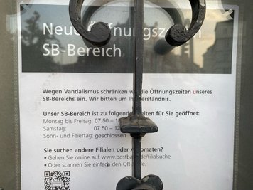 Der Zugang zum SB-Bereich im Postamt Freiberg ist derzeit nur eingeschränkt möglich.