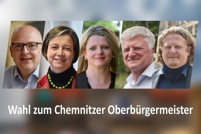 Diese Frauen und Männer stellen sich am Sonntag in Chemnitz zur Wahl (v.l.n.r.): Sven Schulze, Jahrgang 1971, SPD; Almut Patt, Jahrgang 1968, CDU; Susanne Schaper, Jahrgang 1978, Die Linke; Ulrich Oehme, Jahrgang 1960, AfD; Lars Faßmann, Jahrgang 1976, Einzelbeweber.