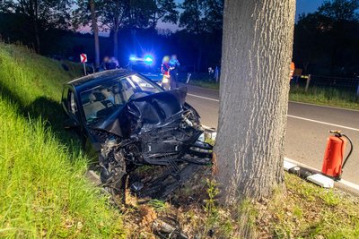 Beim Unfall nahe Schönbrunn krachte ein Auto frontal gegen einen Straßenbaum.