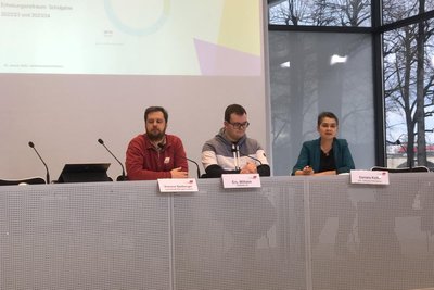 Am Freitag stellte die DGB-Jugend ihren Ausbildungsreport vor: Vincent Seeberger, Eric Wilhelm, Daniela Kolbe (v.l.). Dem Report zufolge sind nur noch 71 Prozent der Auszubildenden im Freistaat mit ihrer Lehre zufrieden.
