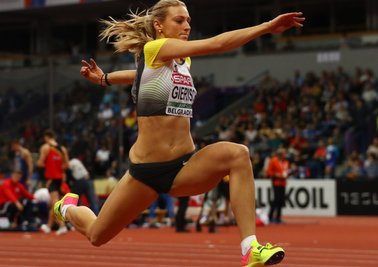 Die Chemnitzerin Kristin Gierisch mit dem perfekten Sprung zum Gold.