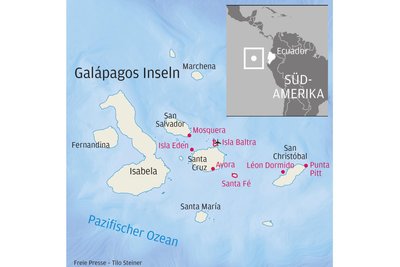 Im Westen von Equador befindet sich der Galápagos-Archipel im Pazifik.