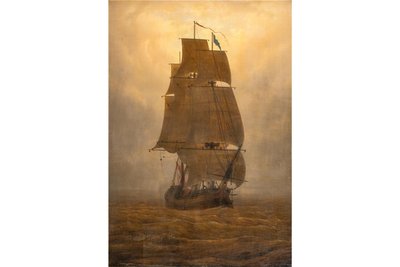Das „Segelschiff“ von Caspar David Friedrich, sonst in den Kunstsammlungen Chemnitz, hängt nun als Leihgabe in der Ausstellung im Albertinum.