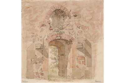 „Blick aus dem Kapitelsaal der Klosterruine Heilig Kreuz bei Meißen“ von Caspar David Friedrich um 1824.