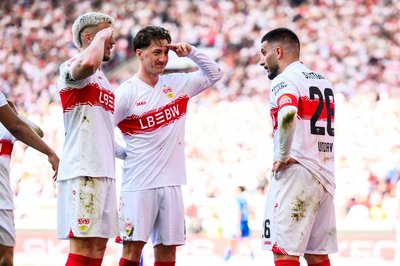 Deniz Undav (r.) zeigte im Spiel gegen Leverkusen einen besonderen Jubel.