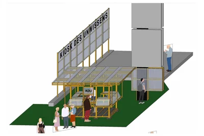 3D-Modell: Rechts neben dem Kiosk wird die Heckert-Karte zum Mitmachen hängen.