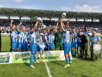 Jubel über den Pokalsieg: Der CFC hat den FSV Zwickau am Samstag 2:0 besiegt.