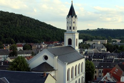 Das Stadtzentrum von Elsterberg mit seiner Laurentiuskirche.