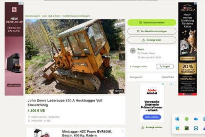 Anzeige für eine Laderaupe bei Kleinanzeigen.de.