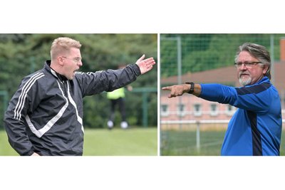 Silvio Herbst (links) trifft mit Lok Zwickau am Sonntag auf die Mannschaft des SV Blau-Gelb Mülsen um Sven Döhler (rechts).