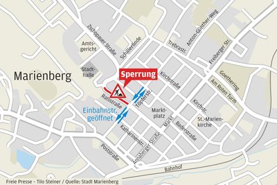 Ab Montag ist die Ratsstraße in Marienberg für vier Monate gesperrt.